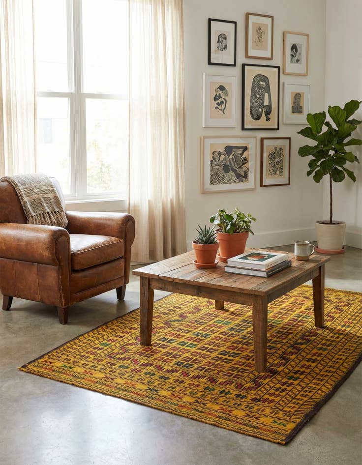 Detail image of 4' x 6' 7  Hand Woven Kilim Afghan Wool Rug