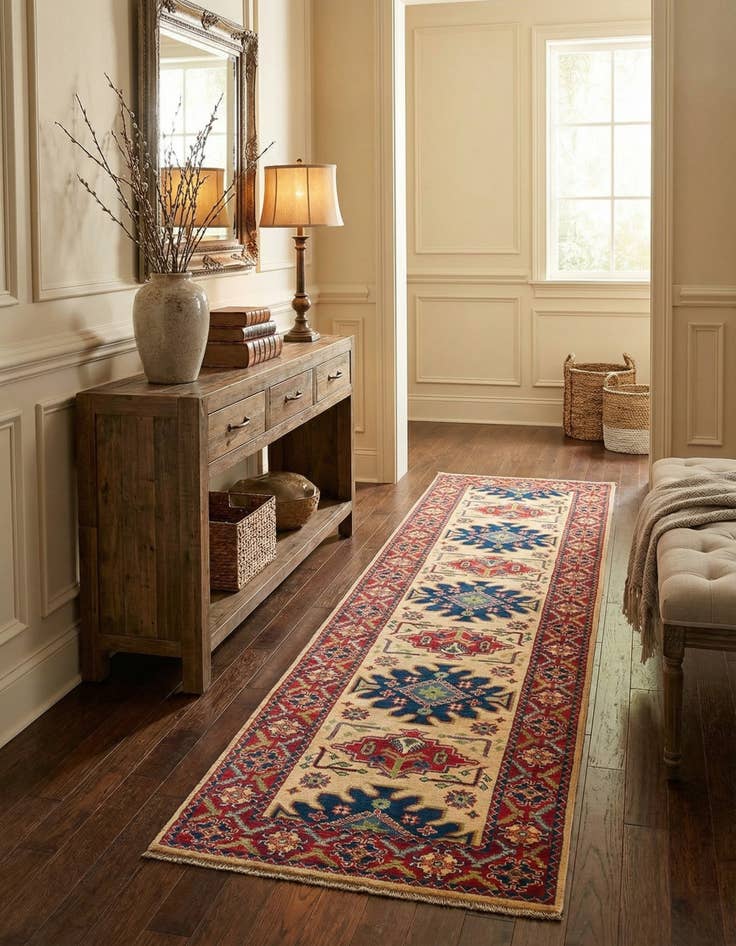 Detail image of 2' 9 x 10'  Hand Knotted Kazak Runner Rug