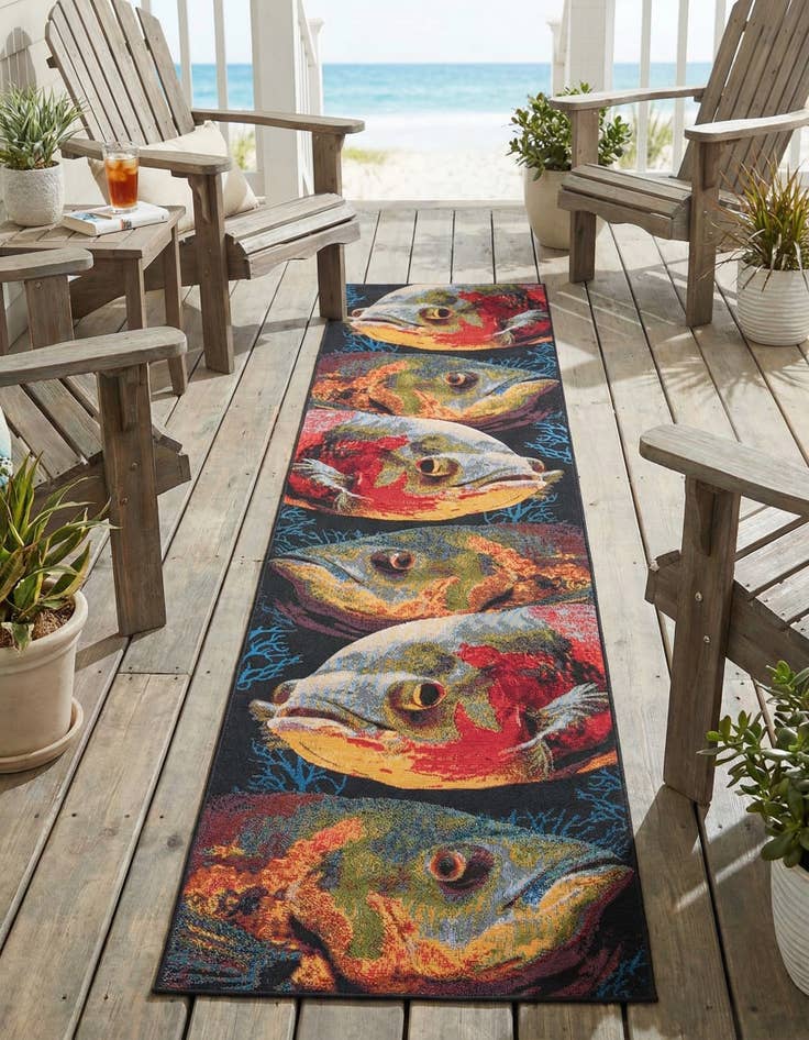 Detail image of 2' 7 x 12' Easy-Clean Coastal Indoor / Outdoor Runner Rug