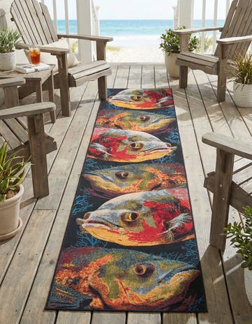 2' 7 x 12' Easy-Clean Coastal Indoor / Outdoor Runner Rug
