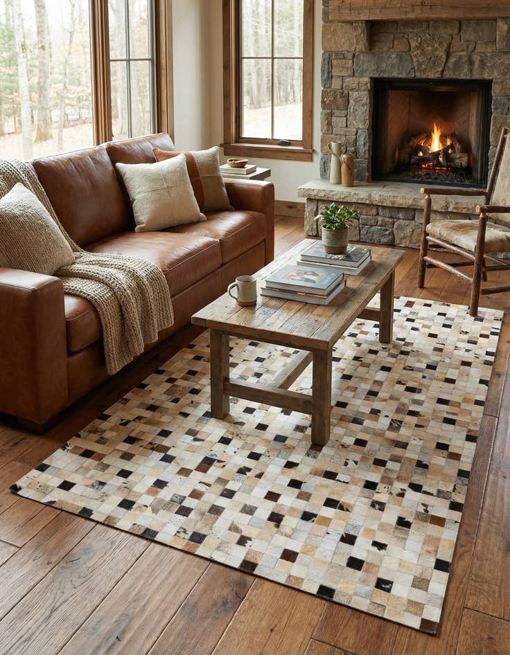 Detail image of 5' x 7' 11 Cowhide Stocks Rug