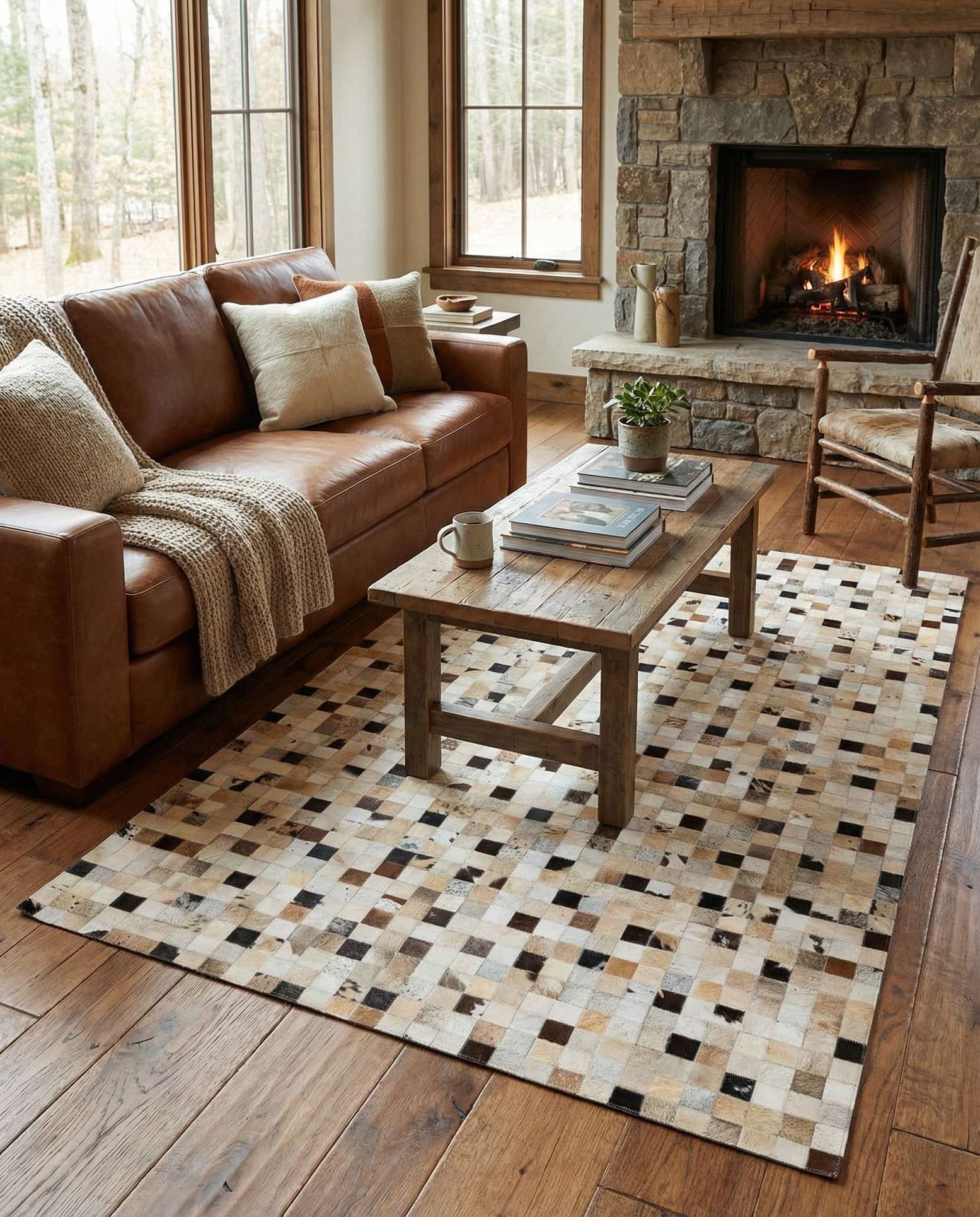 5' x 7' 11 Cowhide Stocks Rug