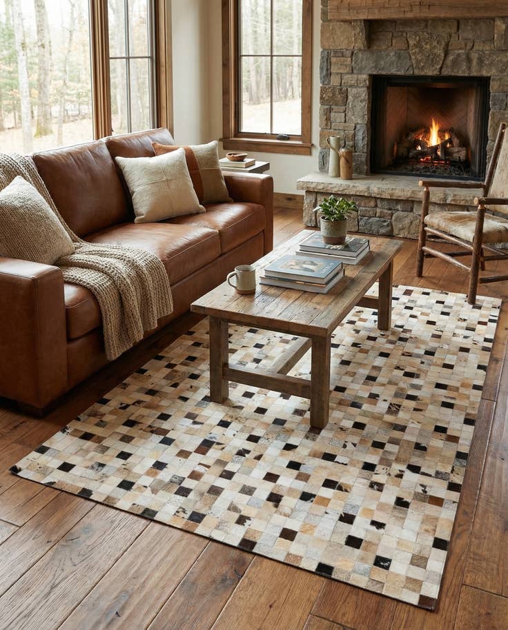 Detail image of 5' x 7' 11 Cowhide Stocks Rug