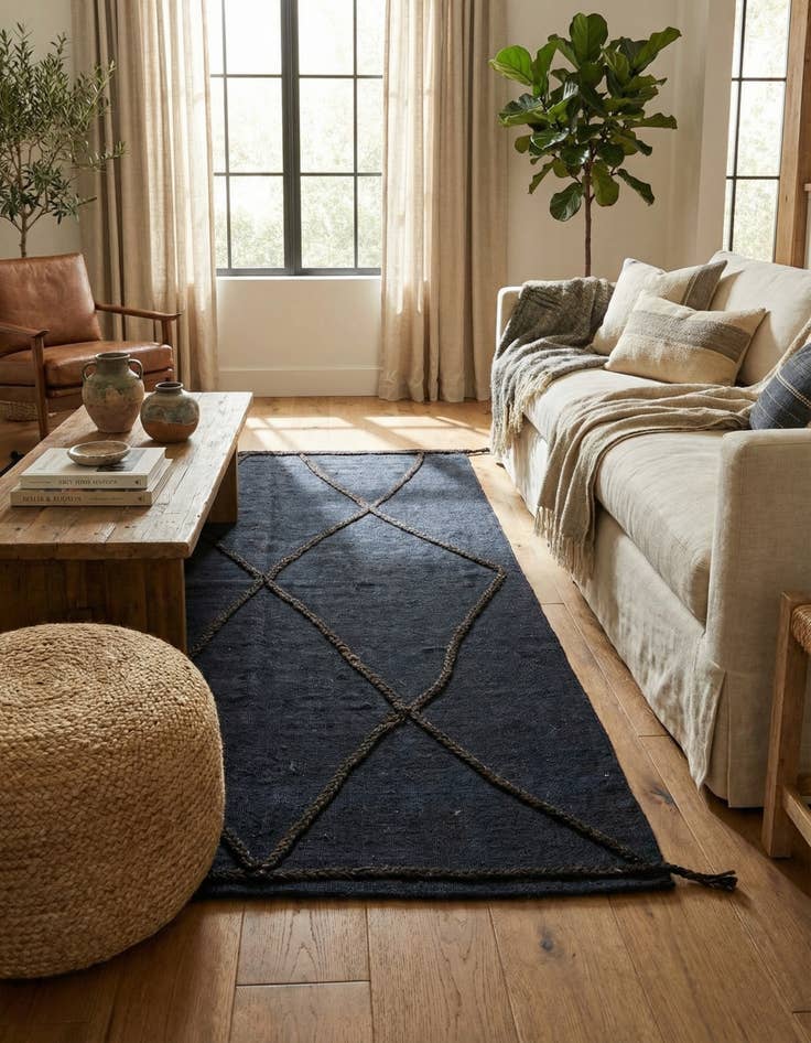 Detail image of 4' 2 x 6'  Hand Knotted Moroccan Wool Rug