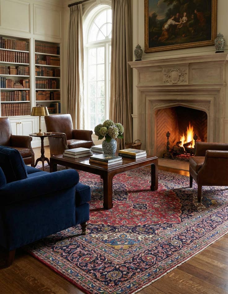 Detail image of 9' 6 x 12' 8  Hand Knotted Kashan Persian Wool Rug