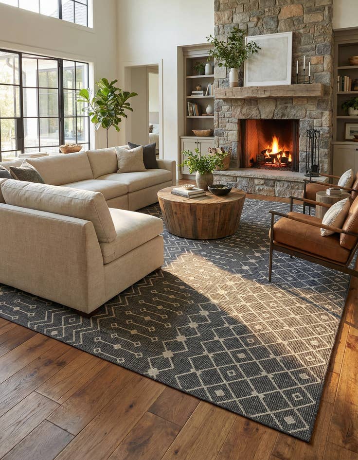 Detail image of 13' x 13'  Washable Trellis Indoor / Outdoor Square Rug