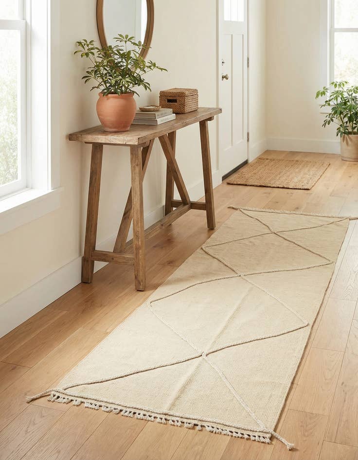 Detail image of  2' 9 x 7' 8  Hand Knotted Moroccan Wool Runner Rug