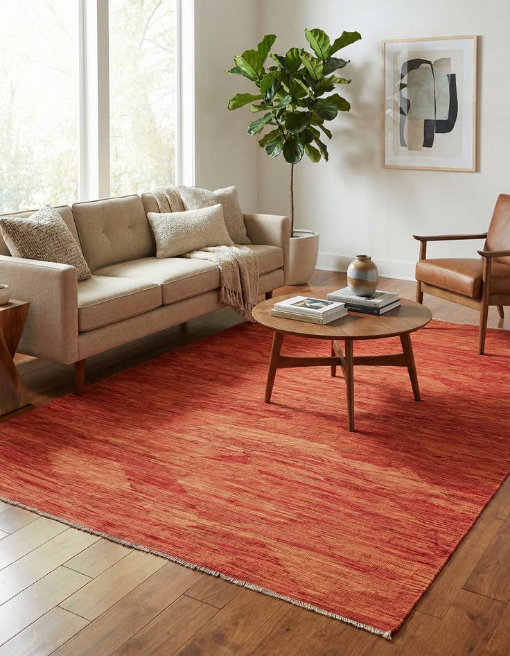 Detail image of  6' 8 x 9' 8  Hand Woven Kilim Modern Wool Rug