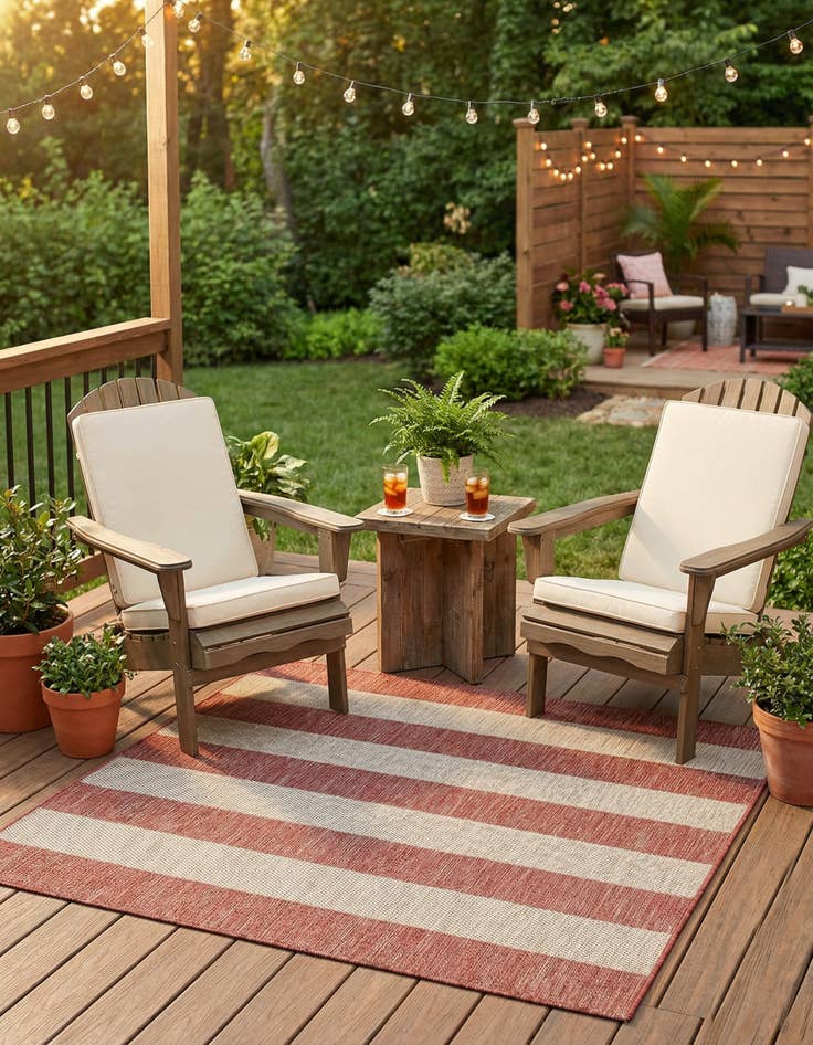 Detail image of  5' 3 x 5' 3  Washable Ribbon Indoor / Outdoor Square Rug