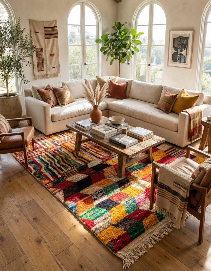 Detail image of 5' 2 x 8' 6 Hand Knotted Moroccan Wool Rug