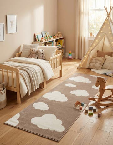 Hazelnut Beige Whimsy Kids Runner Rug