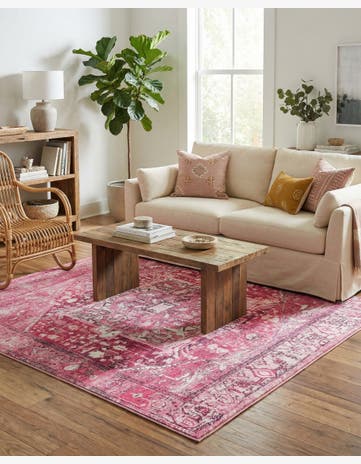 Plumrose Pink Medina Square Rug