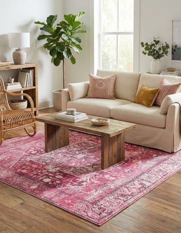 Plumrose Pink Medina Square Rug