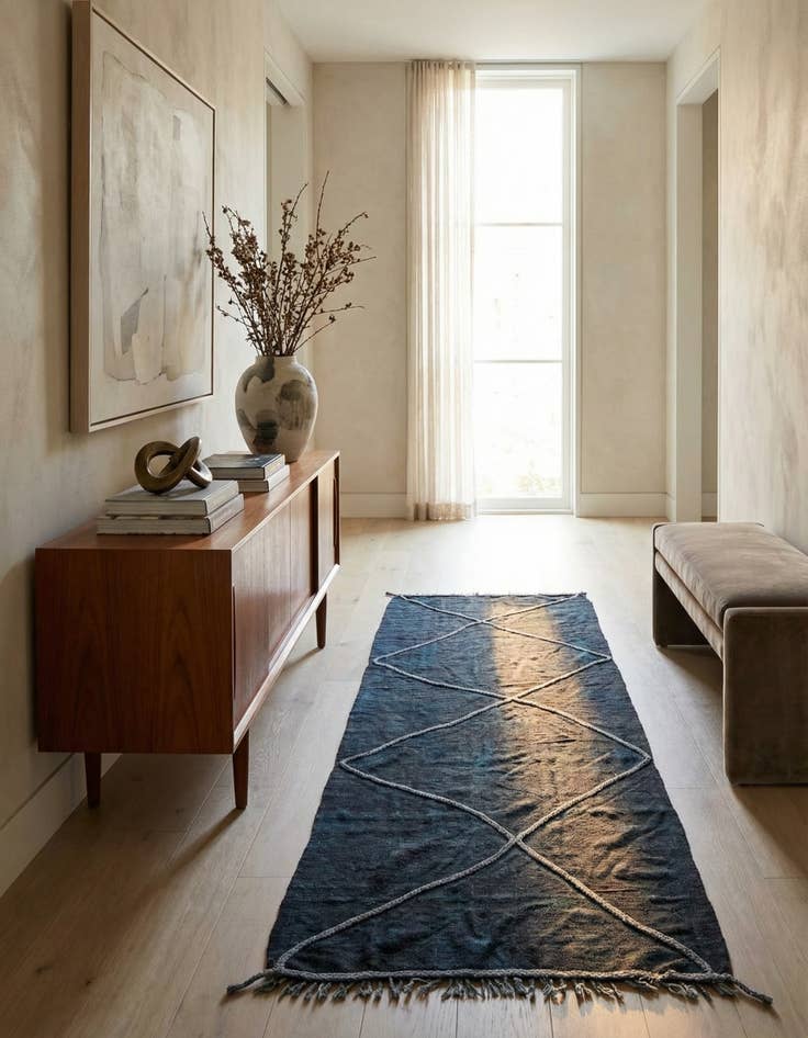 Detail image of 3' 6 x 10'  Hand Woven Kilim Modern Wool Runner Rug