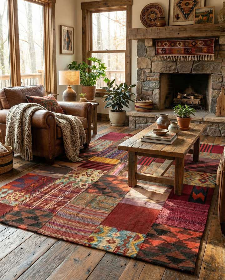 5' x 6' 7 Hand Woven Kilim Patchwork Wool Rug