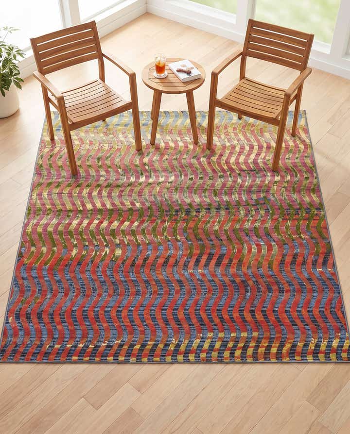 6' x 6' Easy-Clean Modern Indoor / Outdoor Square Rug
