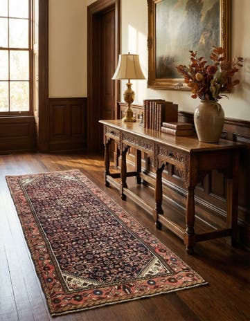 3' 5 x 9' 6 Hand Knotted Hossainabad Persian Wool Runner Rug