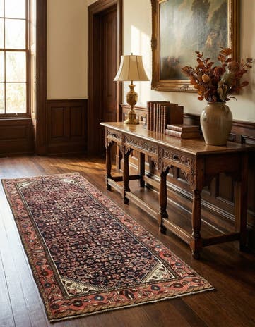 3' 5 x 9' 6 Hand Knotted Hossainabad Persian Wool Runner Rug