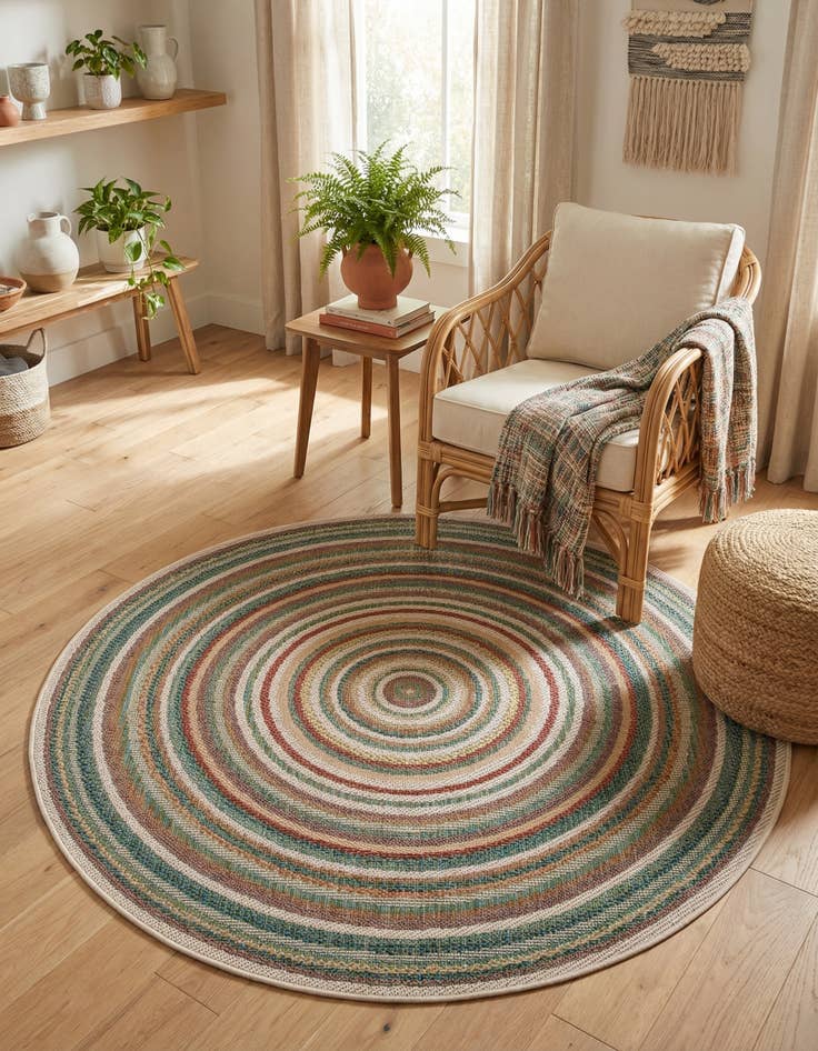 Detail image of 5' 3 x 5' 3 Easy-Clean Baja Indoor / Outdoor Round Rug