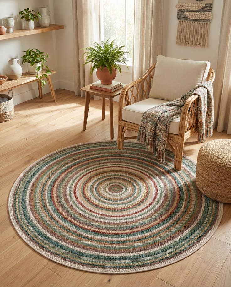 Detail image of 5' 3 x 5' 3 Easy-Clean Baja Indoor / Outdoor Round Rug