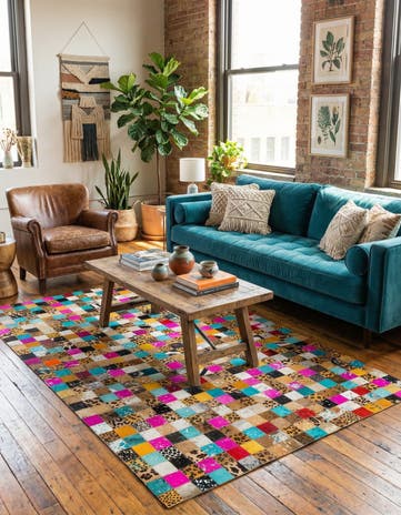 5' x 8' 1 Cowhide Leather Rug