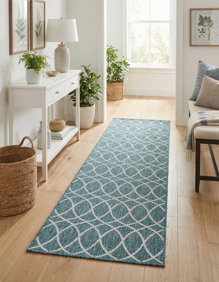 Detail image of 3' x 10' Easy-Clean Trellis Indoor / Outdoor Runner Rug
