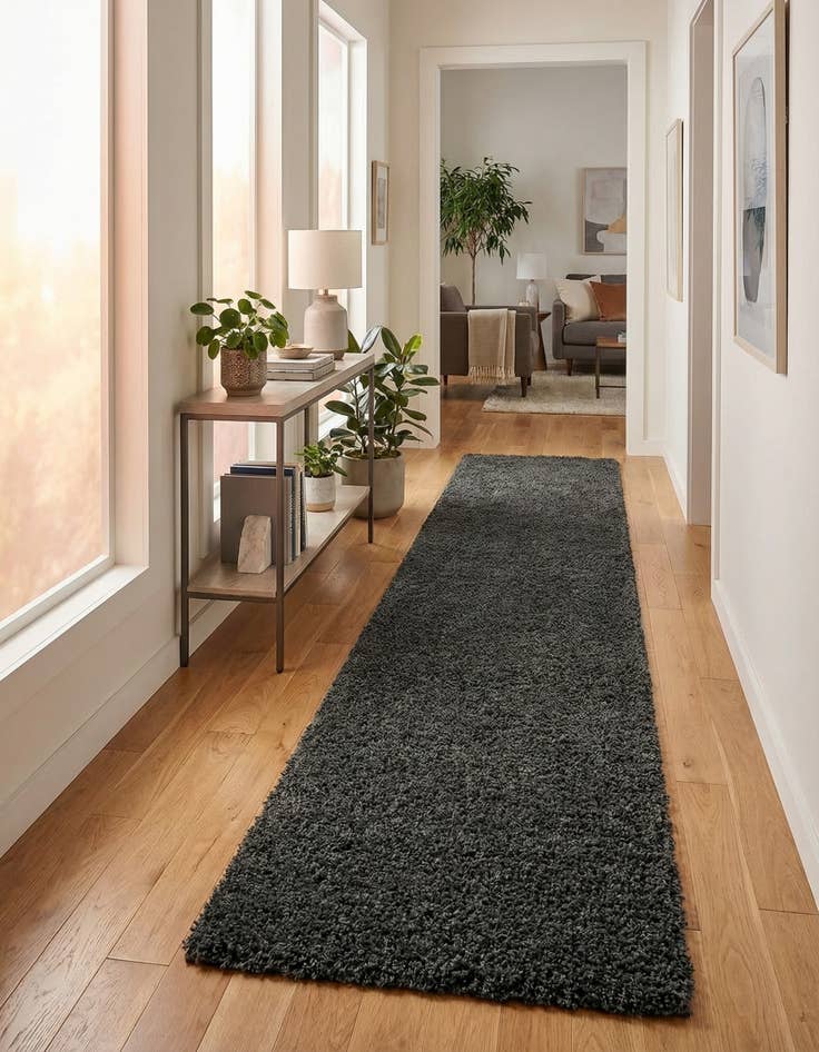 Detail image of  2' 7 x 19' 8 Solid Shag Runner Rug