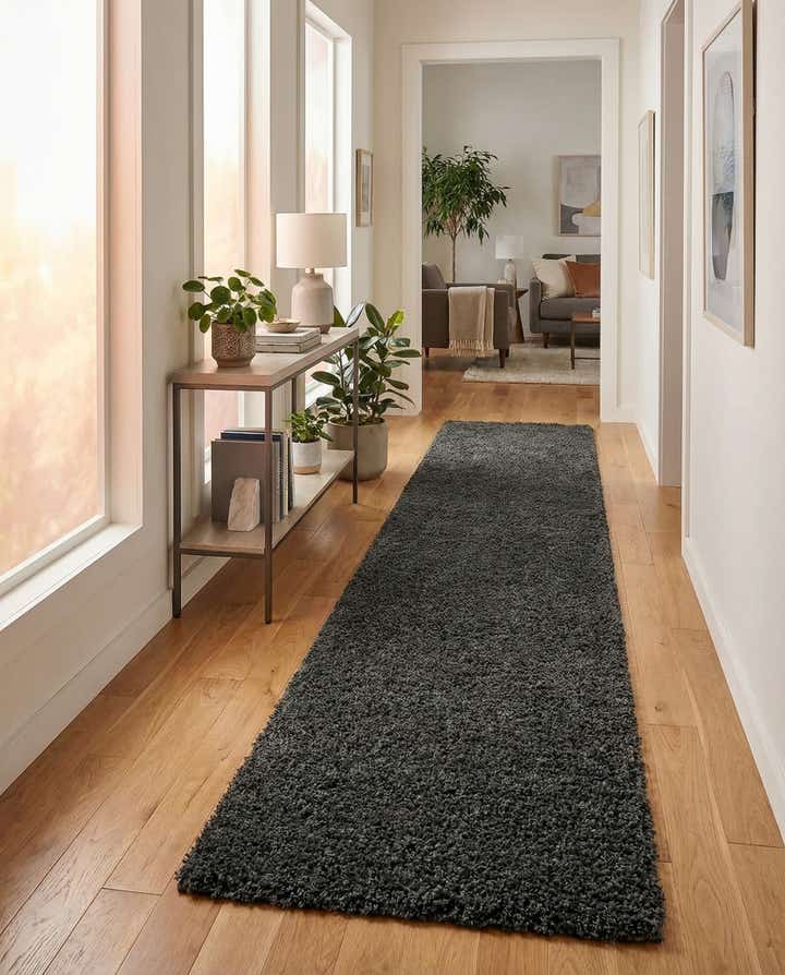 2' 7 x 19' 8 Solid Shag Runner Rug