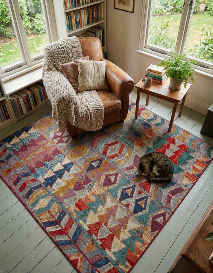 Detail image of 7' 10 x 7' 10 Easy-Clean Modern Indoor / Outdoor Square Rug