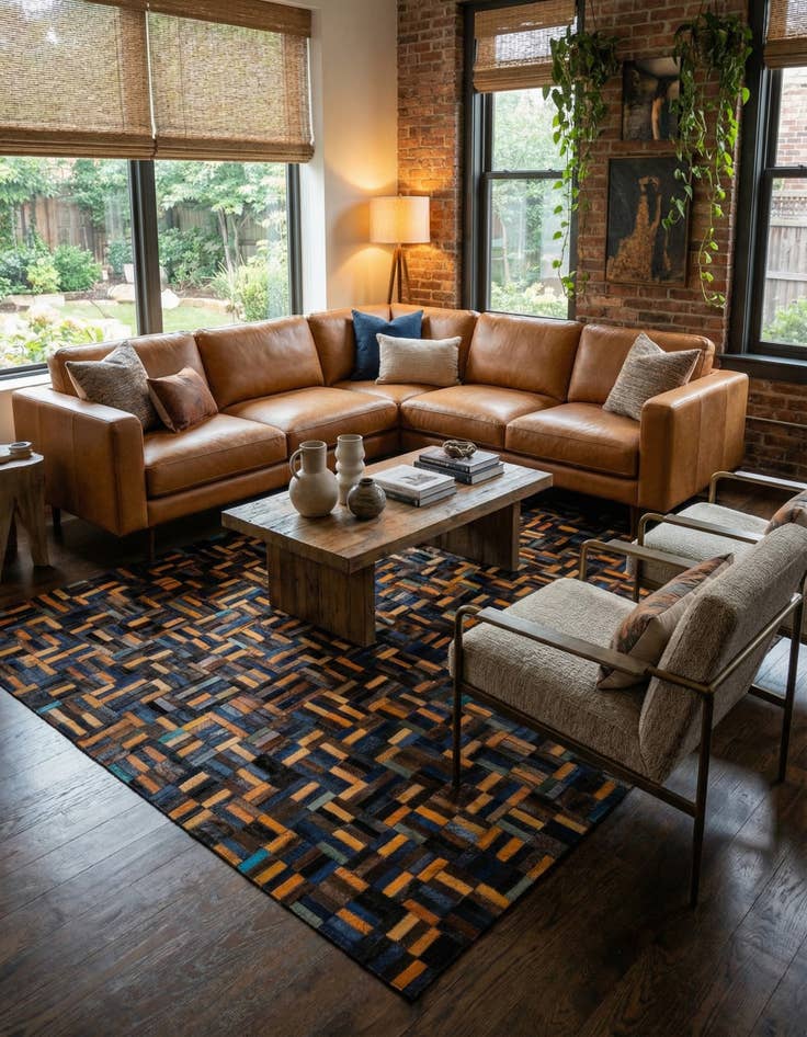 Detail image of 4' 11 x 7' 10 Cowhide - Patchwork Rug