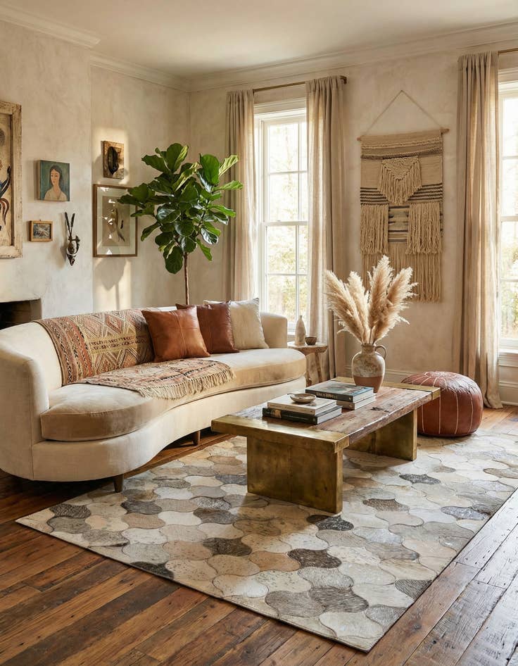 Detail image of  5' x 8' 3 Cowhide - Patchwork Rug