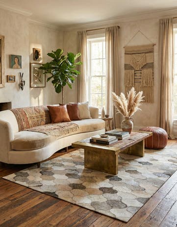 5' x 8' 3 Cowhide - Patchwork Rug