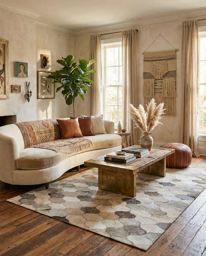 5' x 8' 3 Cowhide - Patchwork Rug