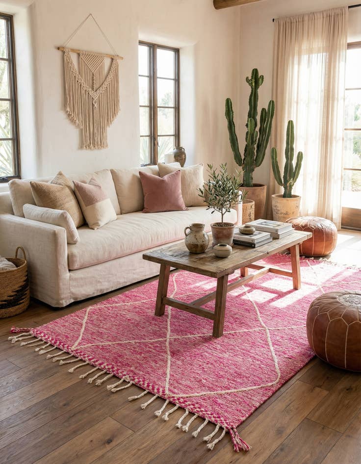 Detail image of 6' 4 x 10' 7  Hand Knotted Moroccan Wool Rug