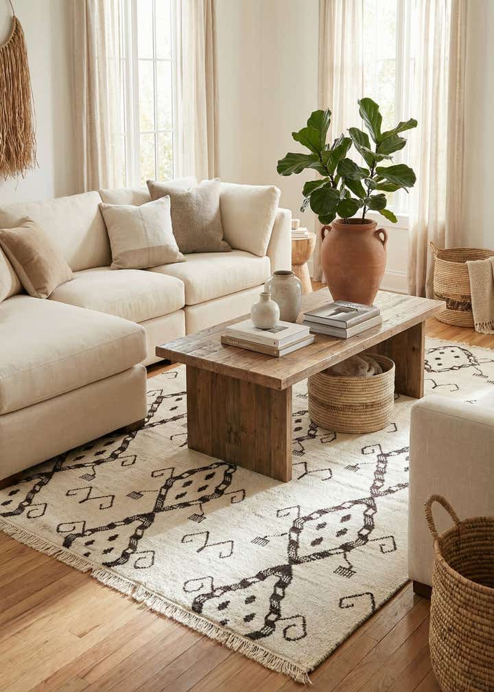 8' 3 x 9' 2 Hand Knotted Moroccan Wool Rug