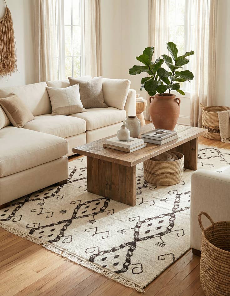 Detail image of 8' 3 x 9' 2 Hand Knotted Moroccan Wool Rug