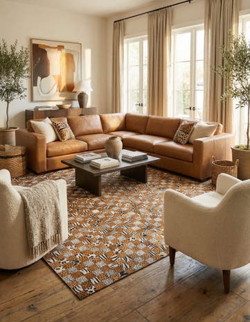 5' 1 x 8' Cowhide Leather Rug