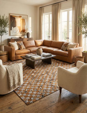 5' 1 x 8' Cowhide Leather Rug