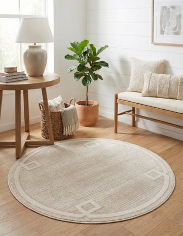 Jill Zarin Beige Uptown Lenox Hill Round Rug
