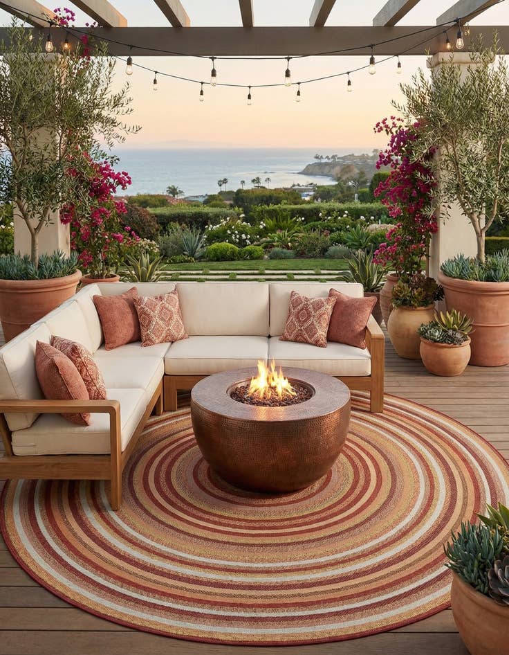 Detail image of 12' x 12' Easy-Clean Baja Indoor / Outdoor Round Rug