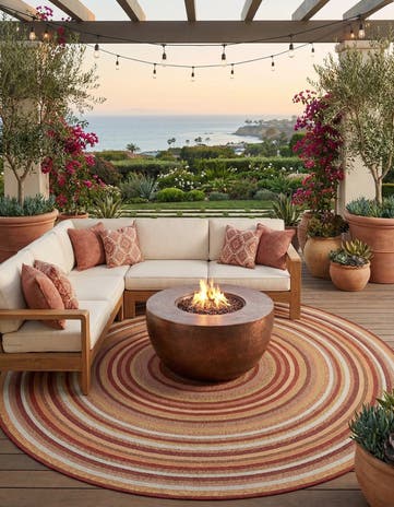 12' x 12' Easy-Clean Baja Indoor / Outdoor Round Rug