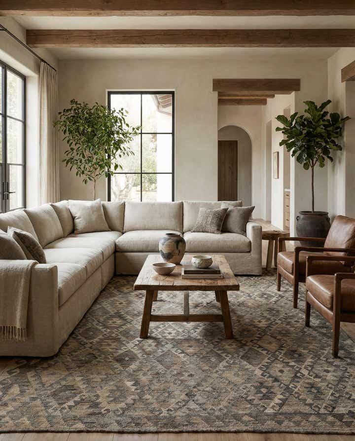 6' 10 x 9' 9 Hand Woven Kilim Maymana Wool Rug