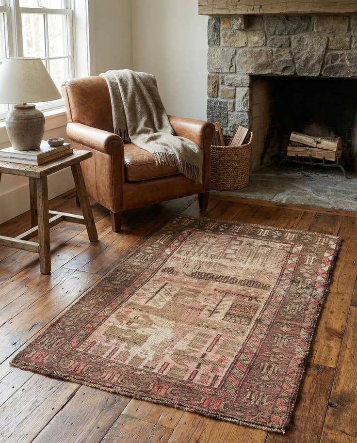 Detail image of 2' 8 x 4' 3 Hand Knotted Ultra Vintage Persian Wool Rug