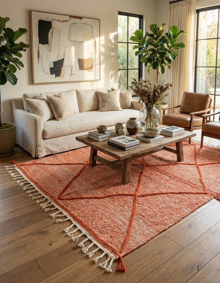 Detail image of 6' 5 x 10' 2  Hand Knotted Moroccan Wool Rug