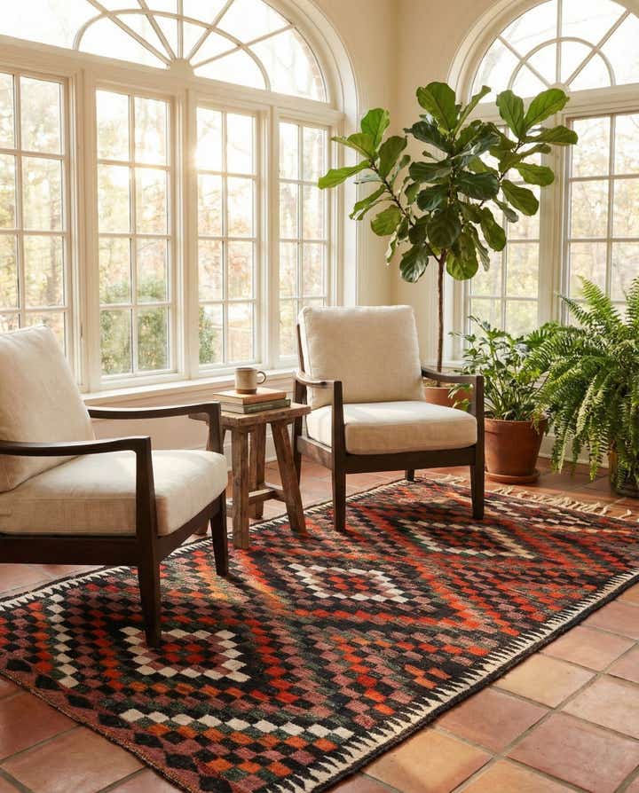 4' 7 x 8' 10 Hand Woven Kilim Fars Wool Rug