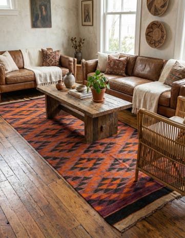 4' 5 x 11' 3 Hand Woven Kilim Afghan Wool Runner Rug