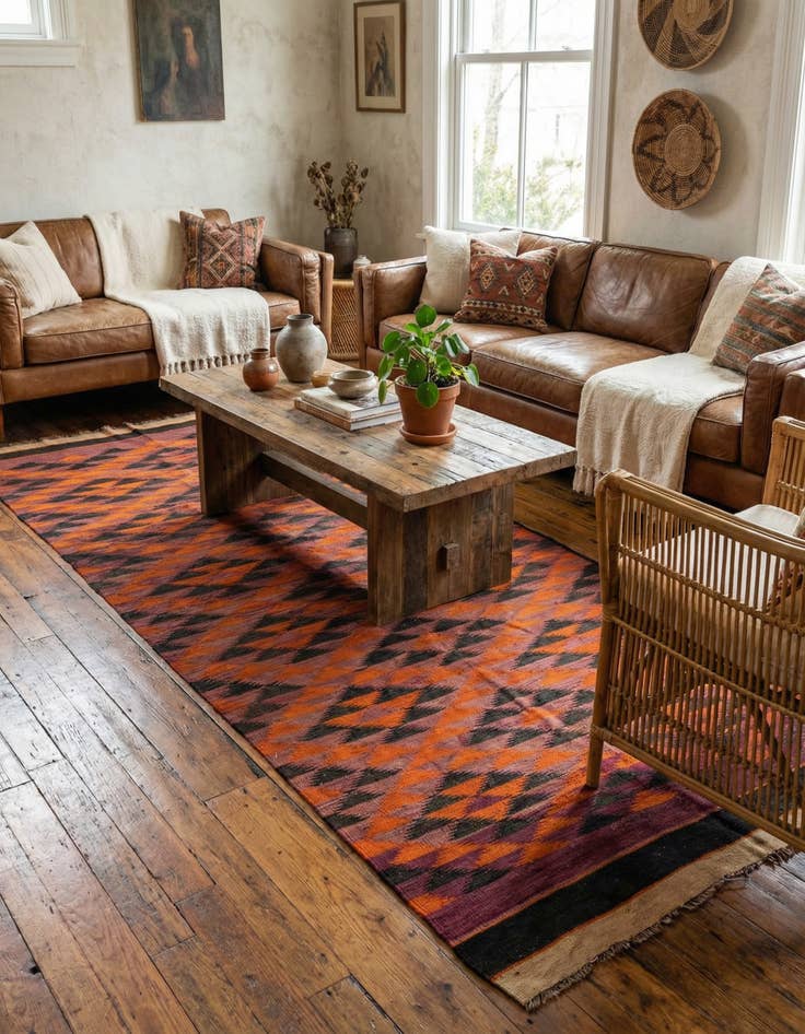 Detail image of  4' 5 x 11' 3  Hand Woven Kilim Afghan Wool Runner Rug