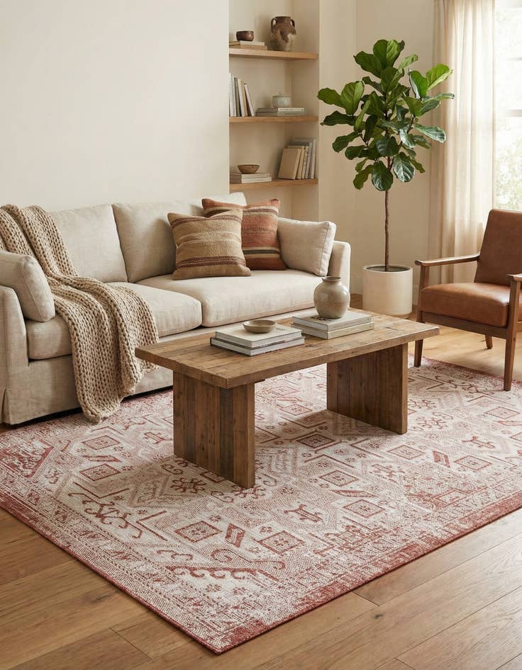 Detail image of  5' 3 x 8'  Washable Aztec Indoor / Outdoor Rug