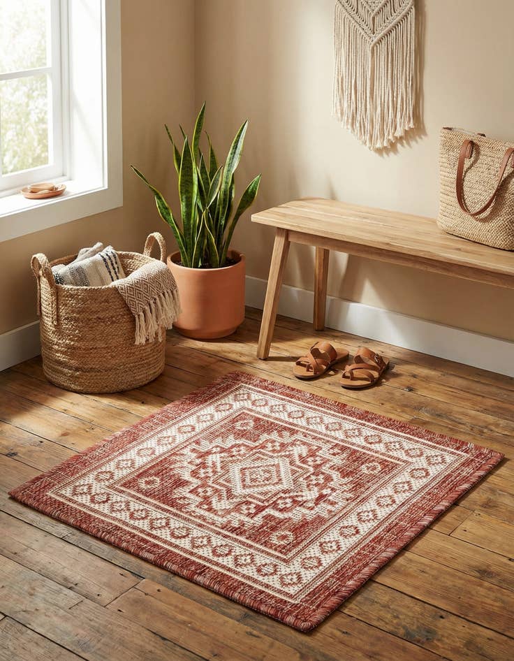Detail image of 1' 4 x 1' 4  Washable Aztec Indoor / Outdoor Sample Rug