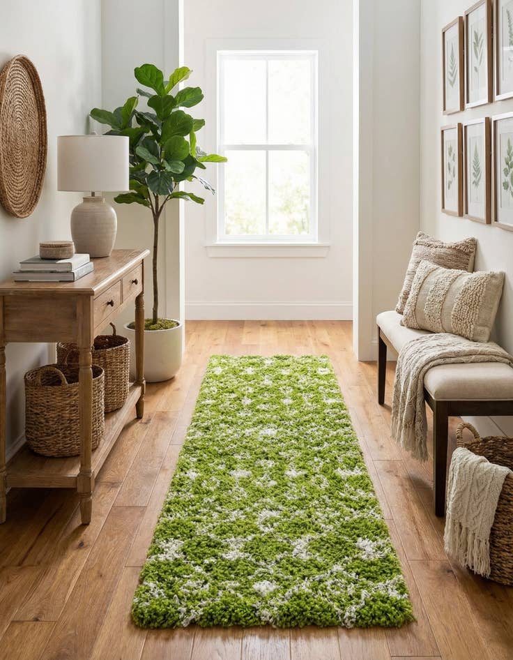 Detail image of  2' x 7' Moroccan Trellis Shag Runner Rug